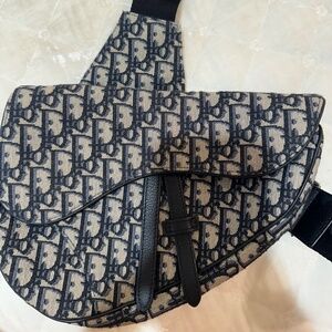 CHRISTIAN DIOR Oblique Mens Saddle Bag Black